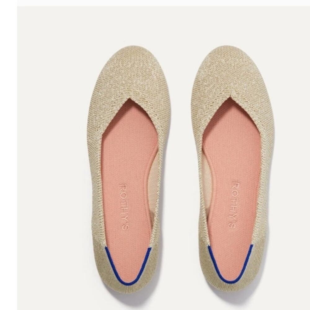Rothy's Womens Rounde toe The Flat light Gold Metallic size 8